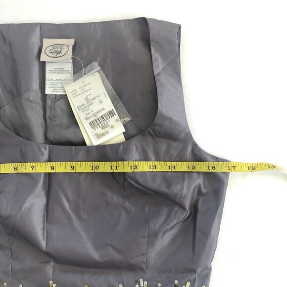 NWT Vintage Laura Ashley Gray Satin Sequined Sleeveless Top Size 4 - Picture 7 of 10